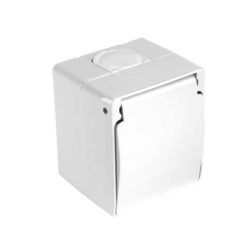 Πρίζα Σούκο με Κάλυμμα Στεγανή Λευκή