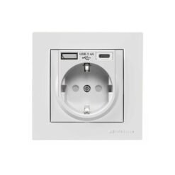 Πρίζα Σούκο με Προστασία Παιδιών 1xUSB Α & 1 USB C 2.4A Rita