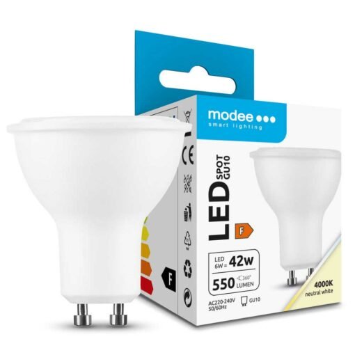 Modee LED Spot Alu-Plastic 6W GU10 110° 6000K (550 lumen) ERP 3
