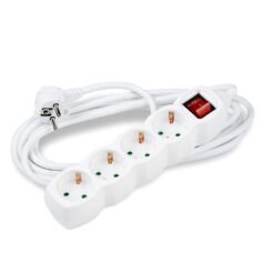 Technik Πολύπριζο 4 Σούκο με Φωτεινό Διακόπτη με Καλώδιο 3×1,5mm² Μήκος 1,5m Λευκό