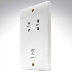 MK Logic Plus Πρίζα Ξυρίσματος Λευκή Ασφαλείας 2 Τάσεων με Κουτί