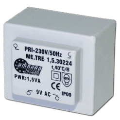 TRM-090-15 Πακτωμένος μετασχηματιστής 9V 1.5VA