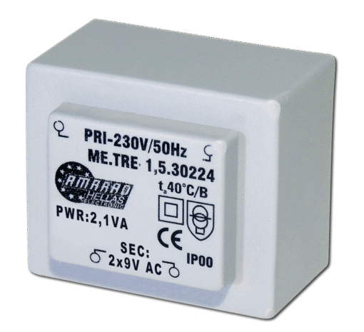 TRM-090-21-2 Πακτωμένος μετασχηματιστής 2X9V 2,1VA