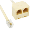 RJ11 CABLE SPLITTER 1/2C Phone cable splitter RJ11(6P/4C) αρσενικό σε 2 RJ11(6P/4C) θηλυκά 1