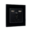 MULTI-FUNCT. SOCKET 16A WITH 2XUSB GLASS FRAME BL 1