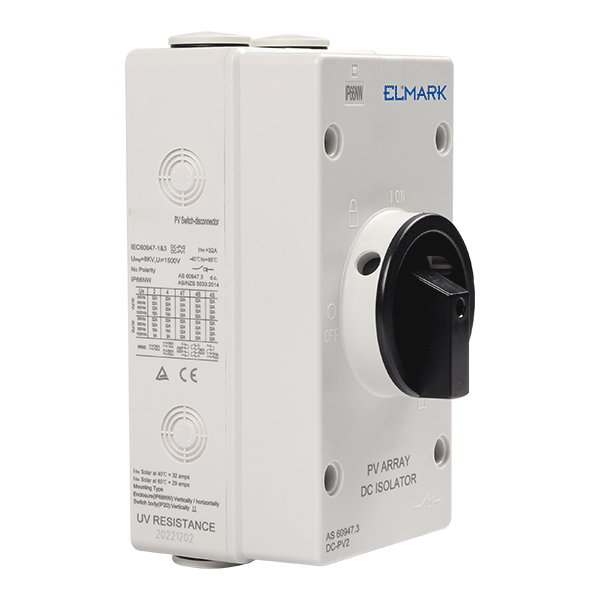EL-DC 2P/32A DC ISOLATOR 2 SERIES-1 STRING, IP65 3 EL-DC 2P/32A DC ISOLATOR 2 SERIES-1 STRING, IP65