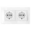 GERMAN DOUBLE SOCKET 16A GLASS FRAME WHITE+C. BOX